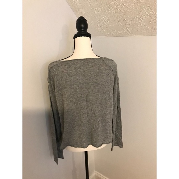 Rebecca Taylor Gray Pullover Sweater with Cut-Out Shoulders - Size Medium - Picture 3 of 9